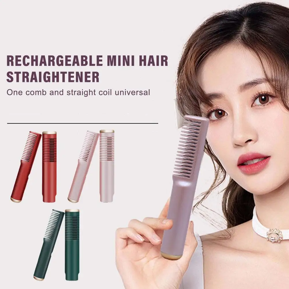 

Rechargeable Mini Hair Straightener USB Straight Hair Small Hair Portable Power Dormitory Multifunctional Travel Comb Tools V1X9