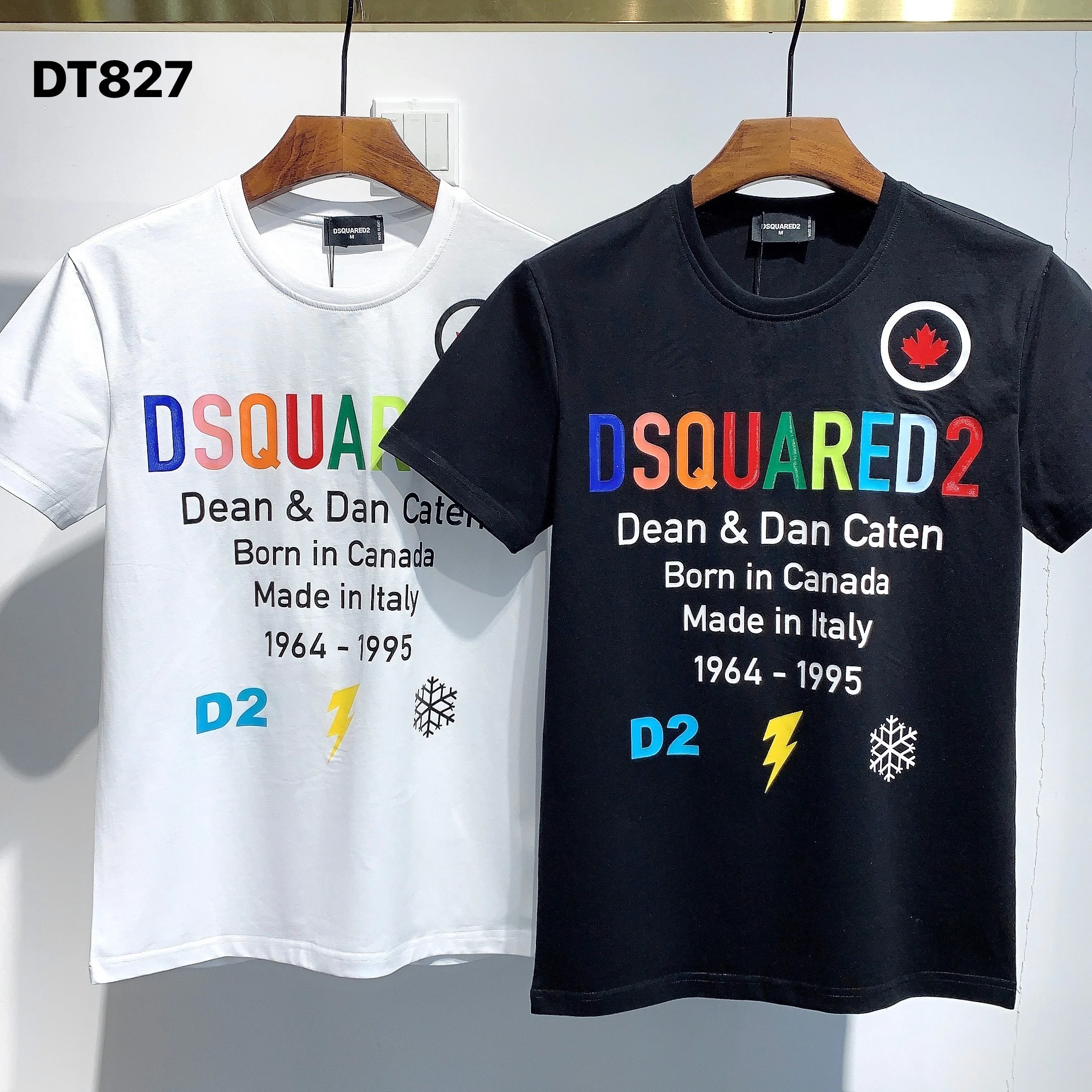 

Dsquared2 Men's Ladies Couple Fashion Cotton Dsq2 Crew Neck T Shirt D2 Trend Maple Leaf Print T-Shirt Boyfriend Gift Shirt DT827