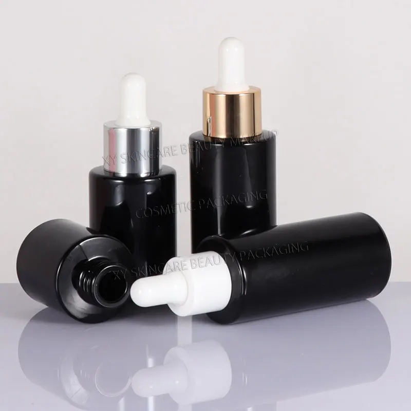 10 шт. 30 мл черные стеклянные бутылки-капельницы бутылки для сыворотки с эфирным