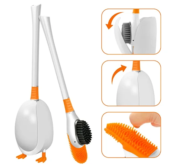 

Silicone Bathroom Toilet Brush Plunger,Wall Mounted Brush Flexible flexers deep Clean to Corner and Holder Cleaner Brush Set