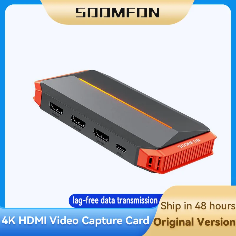 

SOOMFON 4K USB 3.0 Video Capture Card 1080p 60Hz Dual HDMI Input Game Recording Card For Live Video Streaming Game Recorder