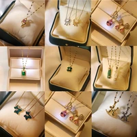 fashion necklaces full of diamonds niche design jewelry love four leaf flower same style non fading pendant birthday party gifts