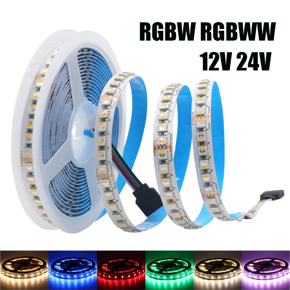 

4 Colors In 1 Chip RGBW RGBWW LED Strip DC 12V 24V SMD 5050 60 108 120 Leds/M Flexible Ribbon Tape Rope Light