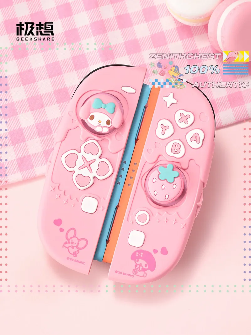 Фото Официальный мягкий защитный чехол Sanrio Jixiang для NS2 Joy‑Con, силиконовые чехлы, прочные, устойчивые к царапинам, с мультяшным рисунком, игровые аксессуары №3
