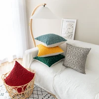 new cotton linen embroidery pillow case solid color single sided three dimensional embroidery cushion cover home decoration