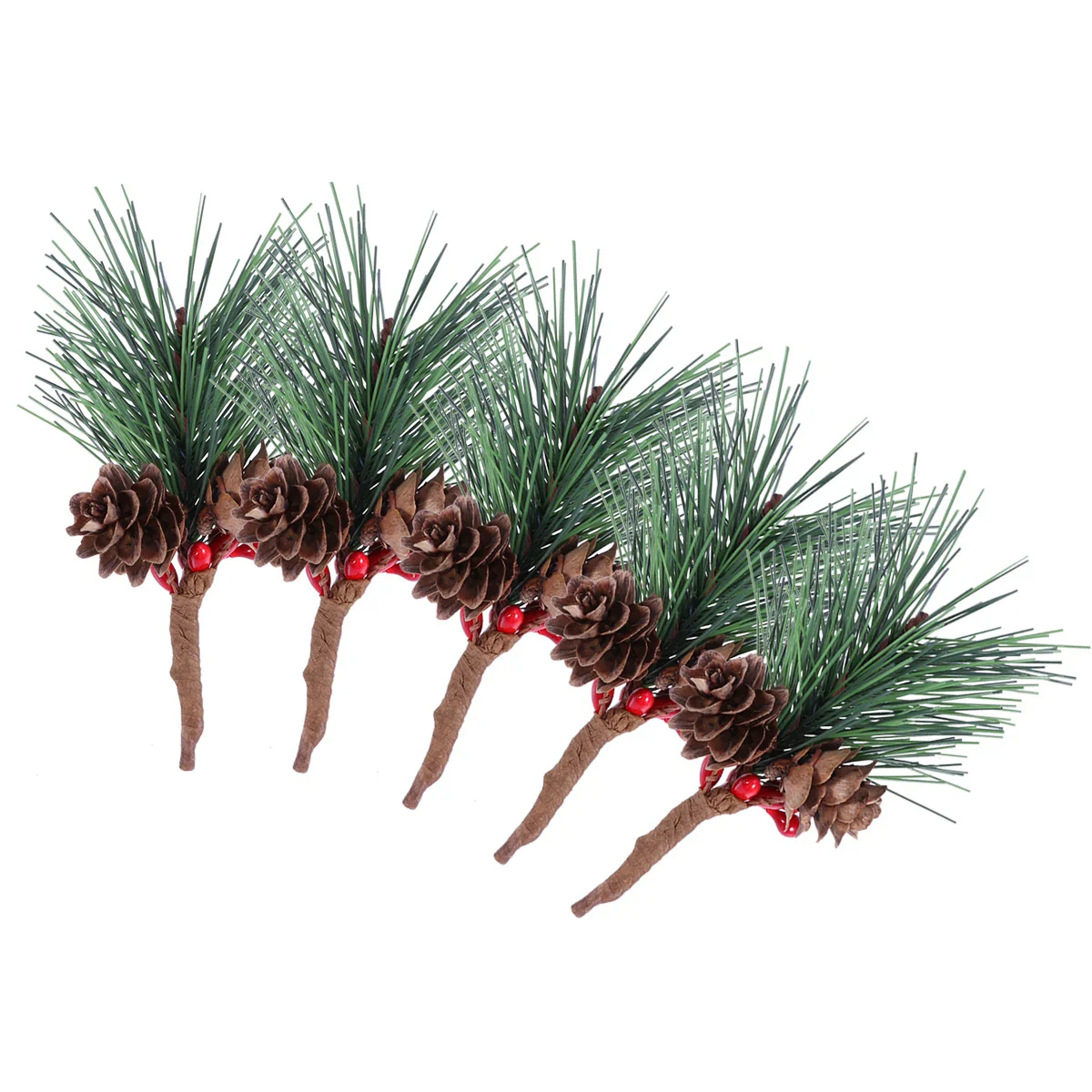 

Pine Christmas Artificial Branches Berriesfake Greenery Picks Tree Cones Décor Red Mini Branch Evergreen Floral Stems Berry