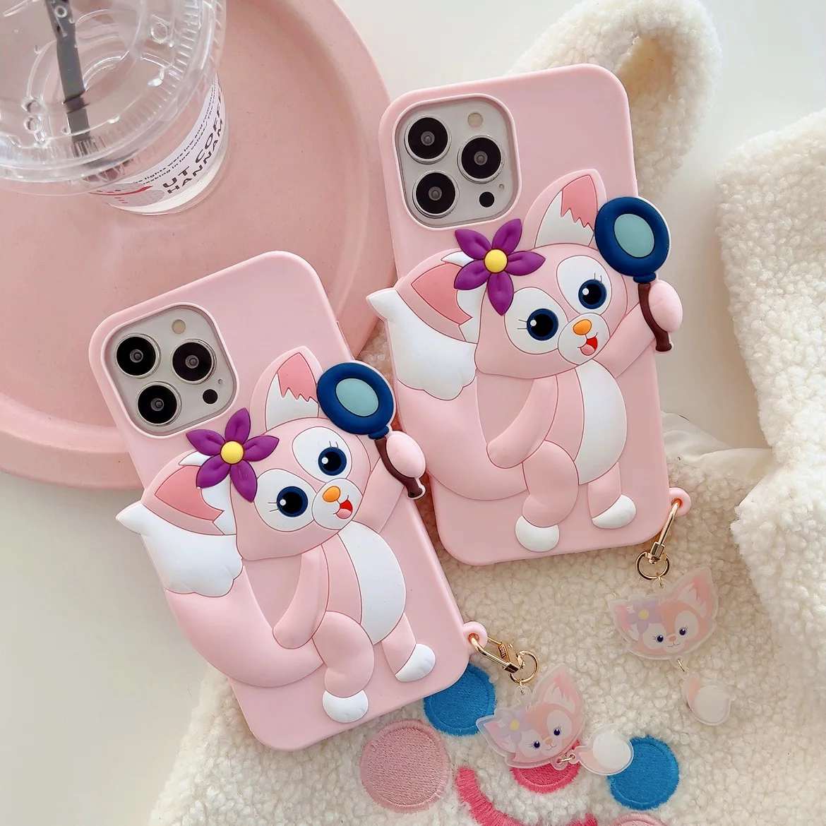 

3D Disney Lena Belle Cartoon Bear Phone Shockproof Case for iPhone11 12 13 Pro Max Mini X XR 7 8 Plus SE