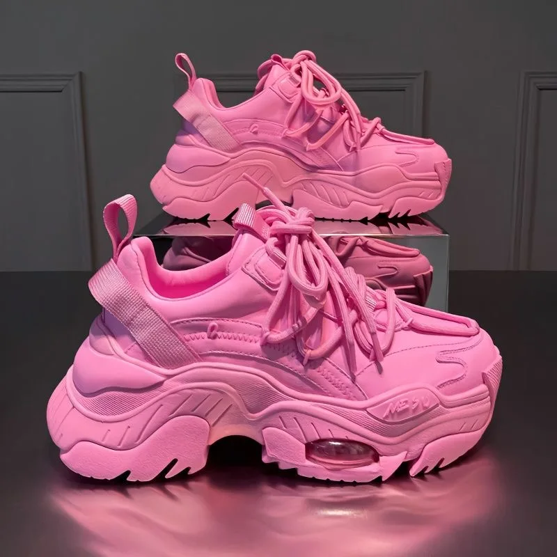 

Autumn Chunky Sneakers Platform Breathable Thick Sole Sports Shoes For Women Lace-up Fashion Outdoors Walking Woman Casual Shoes