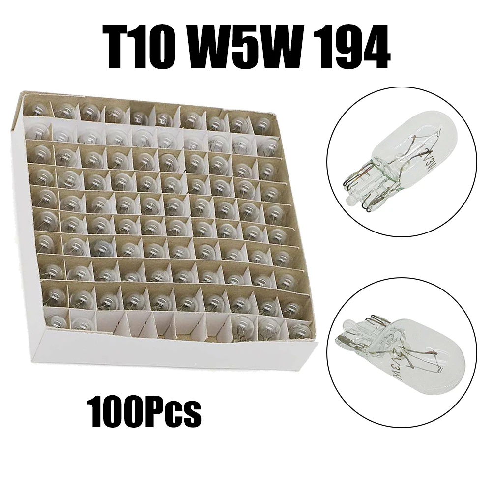 

Practical Dashboard Bulbs Accessories 1 Box 100Pcs 12V 194 T10 For RVs For Trucks Incandescent Instrument Bulbs