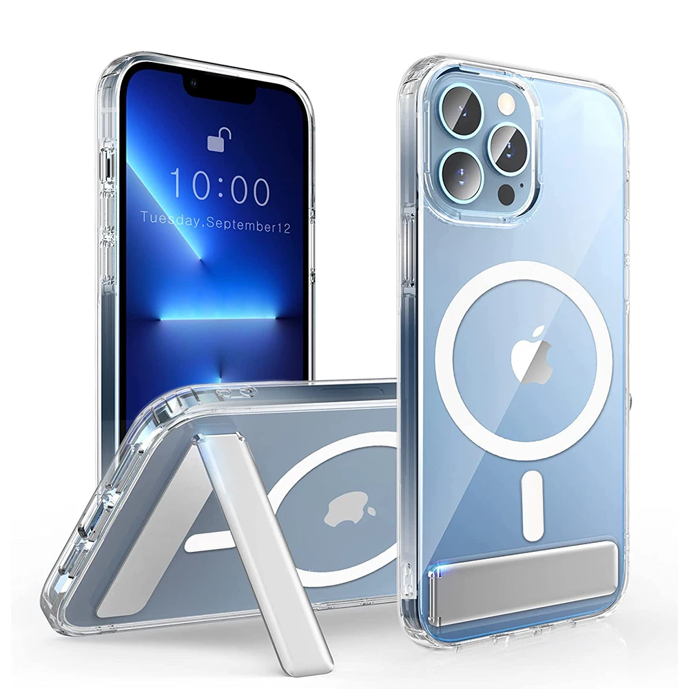 

Suitable for Apple 12/Apple 13 Magnetic Magsafe Transparent Wireless Charging Anti-fall Phone Case with Support Function