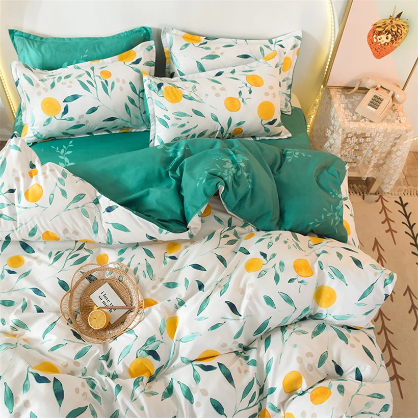 

Fashion Floral Bedding Set Child Kid Duvet Cover Sets with Bed Sheet Pillowcase Adult Soft Bed Linen Single Full Queen King Size