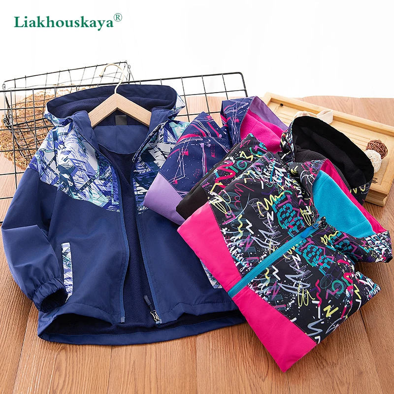 

Brand Girls Spring Jacket Fashion Coat New Children Parkas Outing Clothes Jacket Children Hooded Fleece Waterproof Windbreaker
