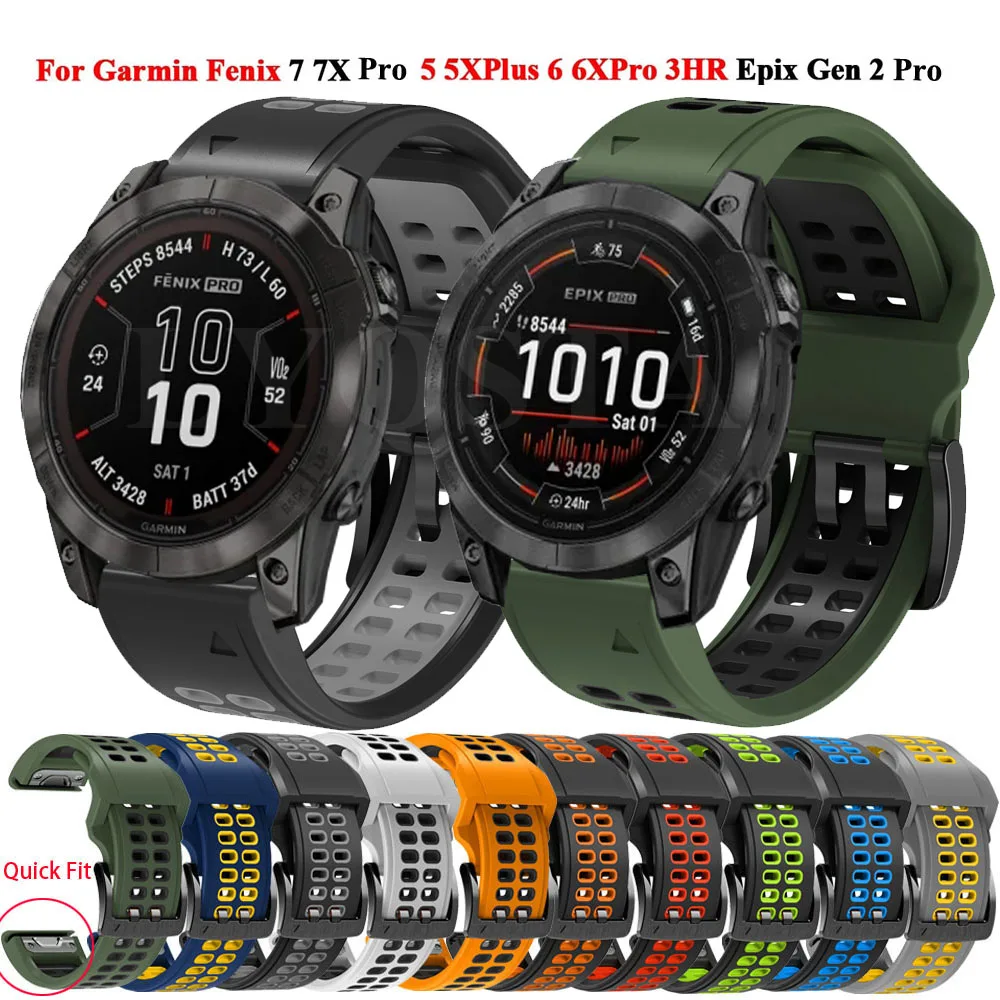 

26mm 22mm Silicone Sport Strap For Garmin Fenix 6 6XPro 5X Plus 7 7X Pro Epix Pro (Gen 2) 47MM 51MM Watch Band Easyfit Wristband