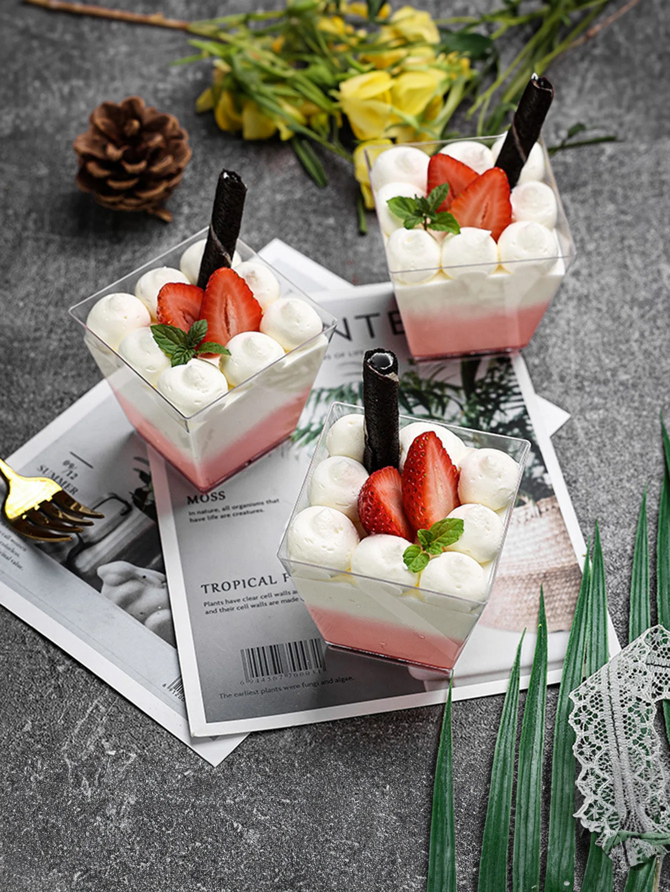 15 Шт. Прозрачные Пластиковые Стаканы Многоразовые Мини-десертные Стаканчики Для