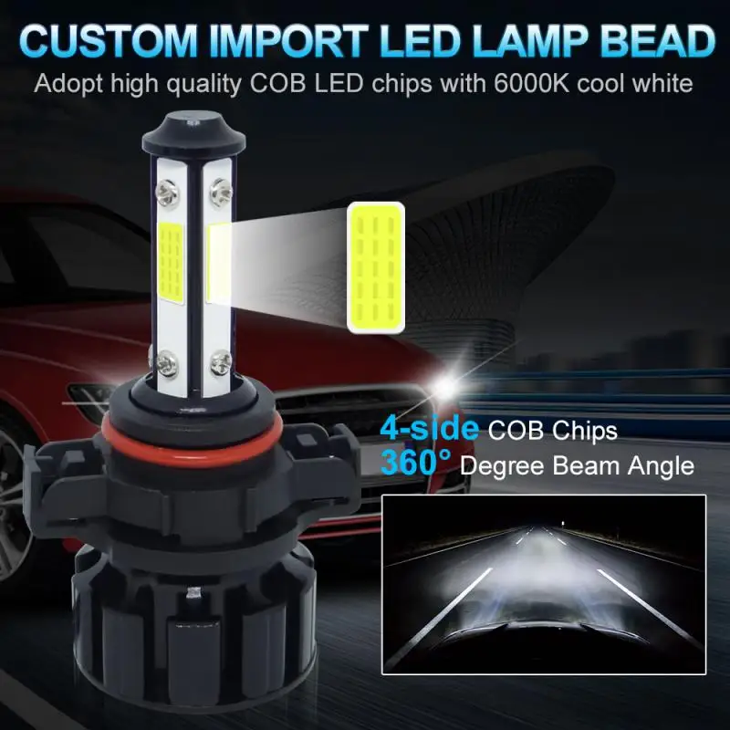 

Car Haedlight 8000lm Efficient And Safe 360 ° No Dead Angle Lighting Plug And Play Durable Car Headlight Auto Fog Lamp 22w 6000k