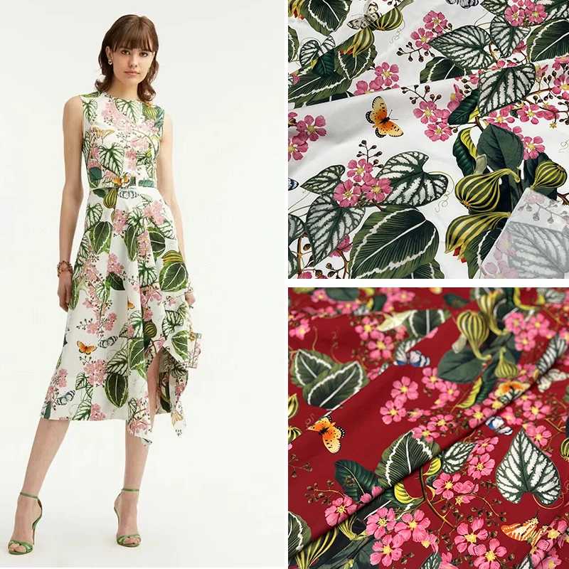 

Весна/Лето Европейская и американская мода шоу Чистый хлопок печатное женское платье бабочка цветок высокого класса ткань