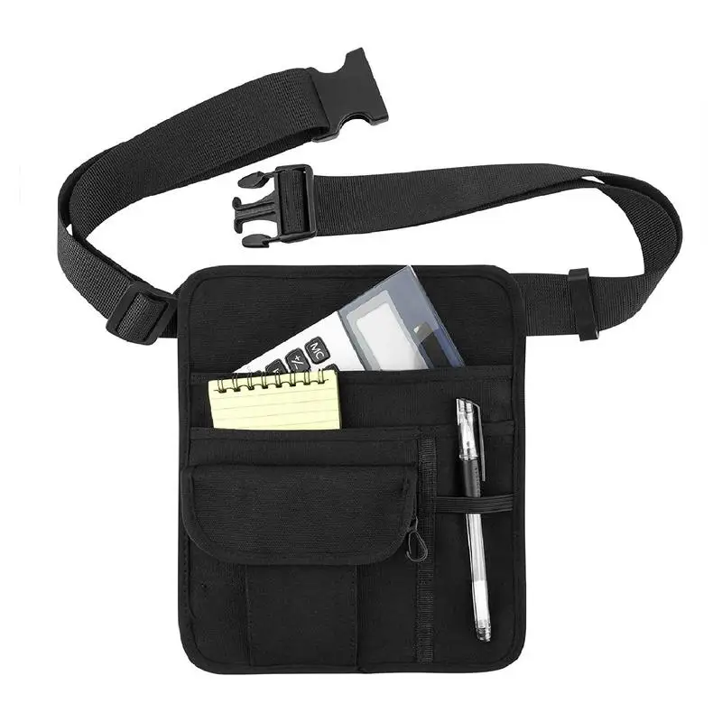

Black 5-pocket Apron Bag Waiter Waitress Restaurant Apron Pocket Organizer With Adjustable Waist Strap Belt For Pencil Holder