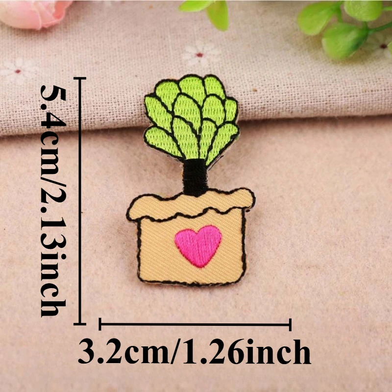 Милые зеленые растения в горшке кактус пришивные вышитые значки нашивки для