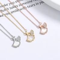 small skirt gingko leaf full diamond womens necklace mother pearl shell fan clavicle chain s925 sterling silver luxury jewelry