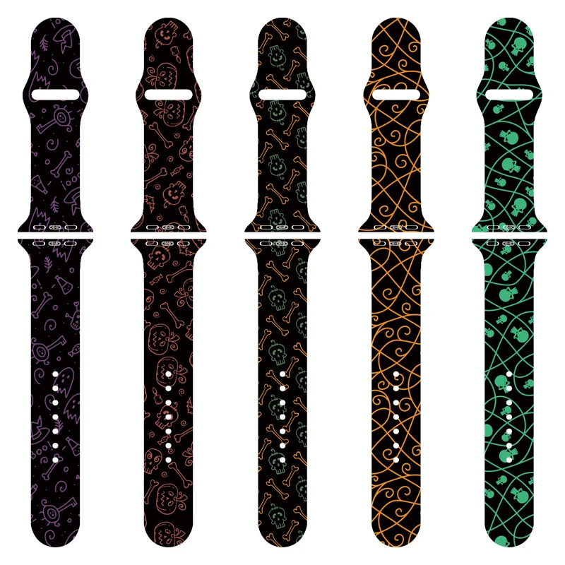 

For Apple Watch Band 7 SE 8 6 5 4 3 Silicone Festive Print 41MM 38MM 40MM Bracelet Band For iWatch Band 49MM 45MM 44MM 42MM