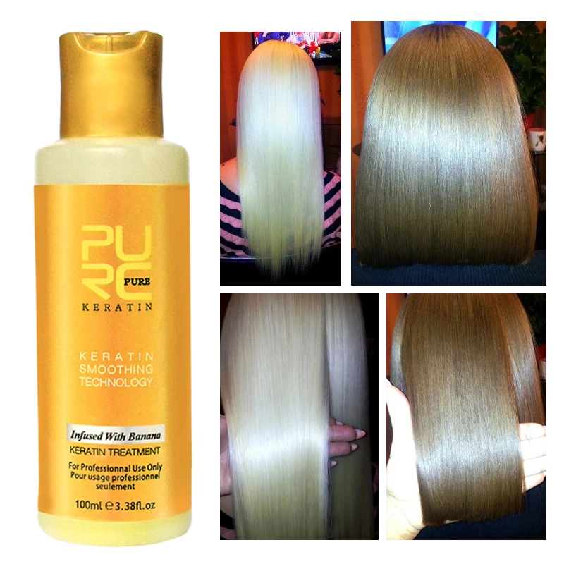 

PURC 12% Banana Flavor Keratin Treatment Straightening Hair Repair Damage Frizzy Hair Brazilian Keratin Treatment 100ml