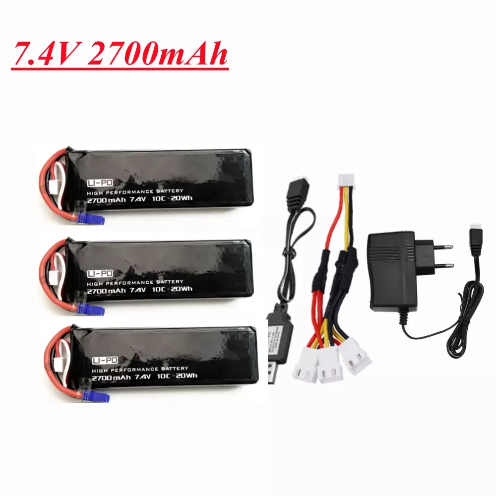 

NEW Original H501S Battery 7.4V 2700mAh 10C For H501S H501C X4 RC Quadcopter Parts 2s 7.4v lipo battery and Charger Set