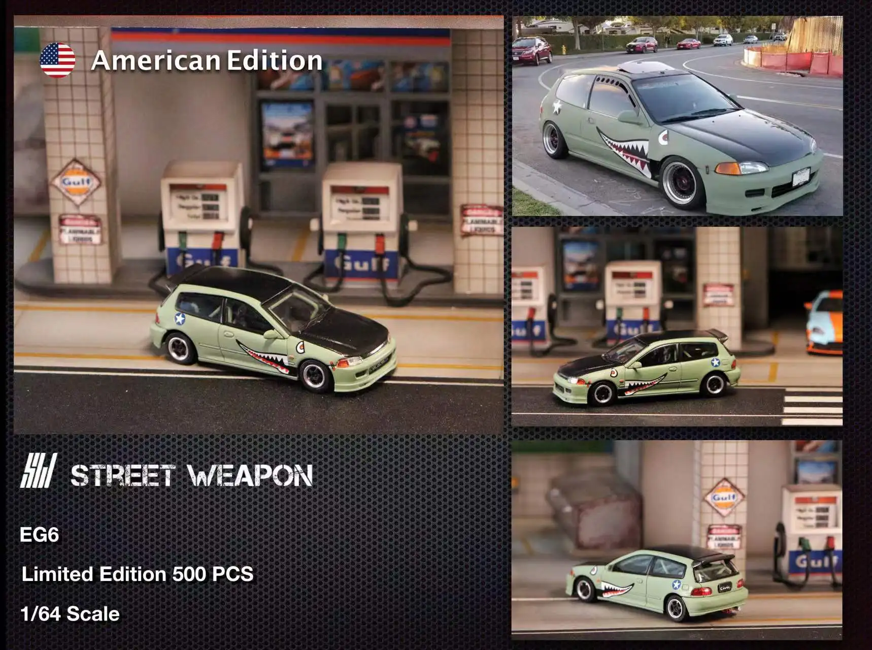 

Street Weapon 1/64 Honda EG6 Civic S2000 Diecast Model Car Matte Green And Gulf In June 2022 Stocks