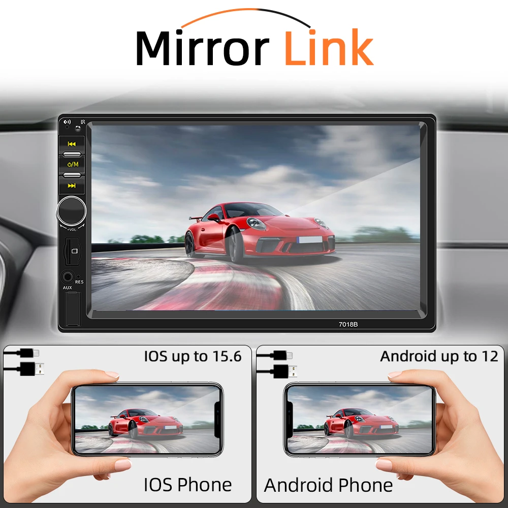 HIPPBQCC 7-дюймовый Автомобильный Радиоприемник 2 DIN MP5 С Сенсорным Экраном HD Bluetooth FM ISO