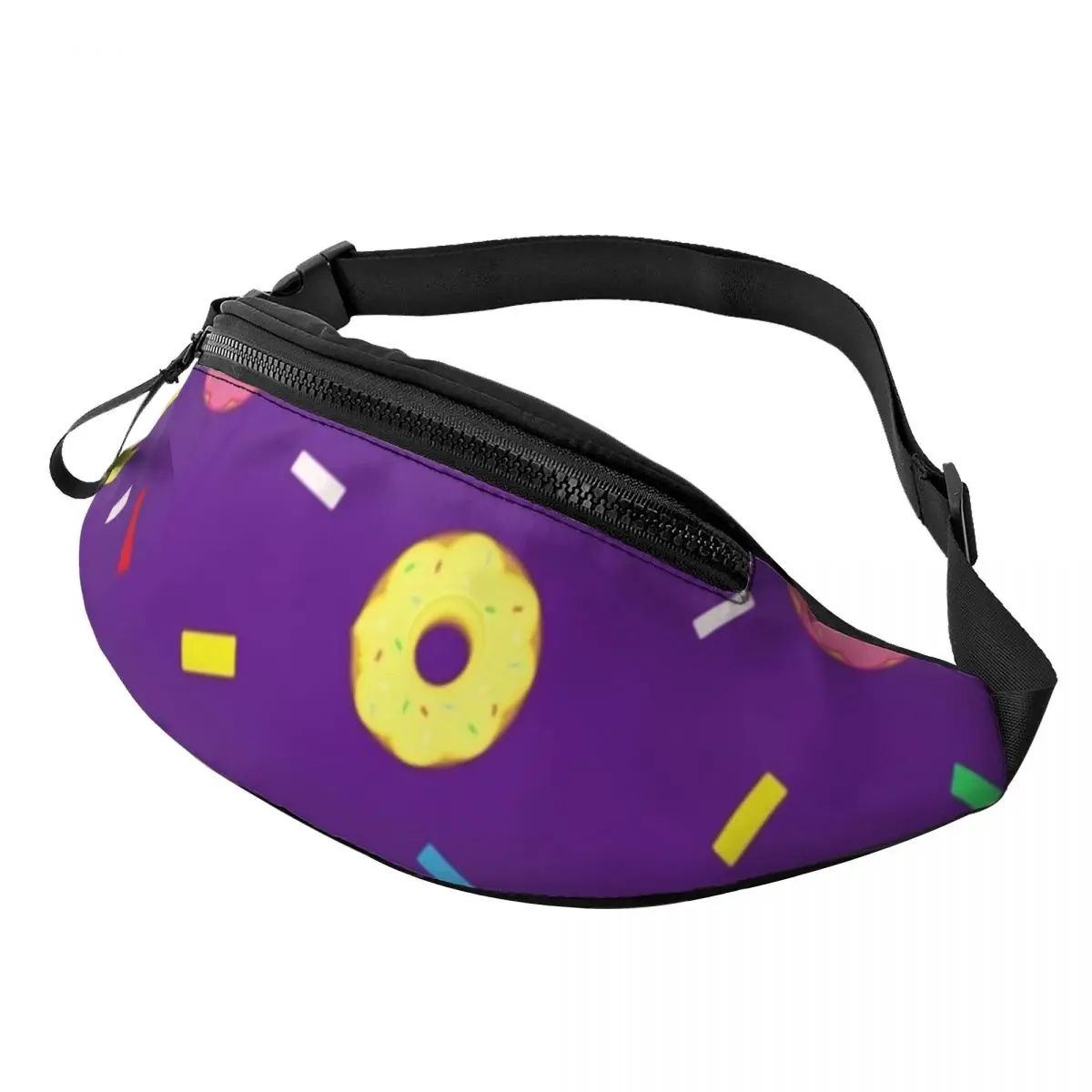 

Rainbow Doughnut Waist Bag Cute Food Print Climbing Women Waist Pack Polyester Fashion Bag
