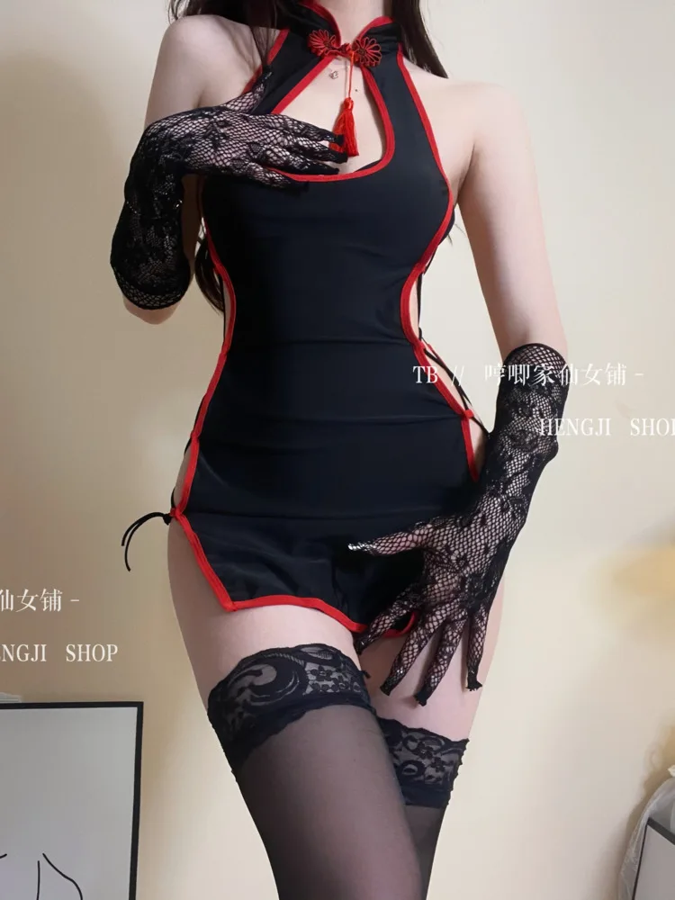 Женское облегающее платье-Ципао с завышенной талией привлекательное мини-платье