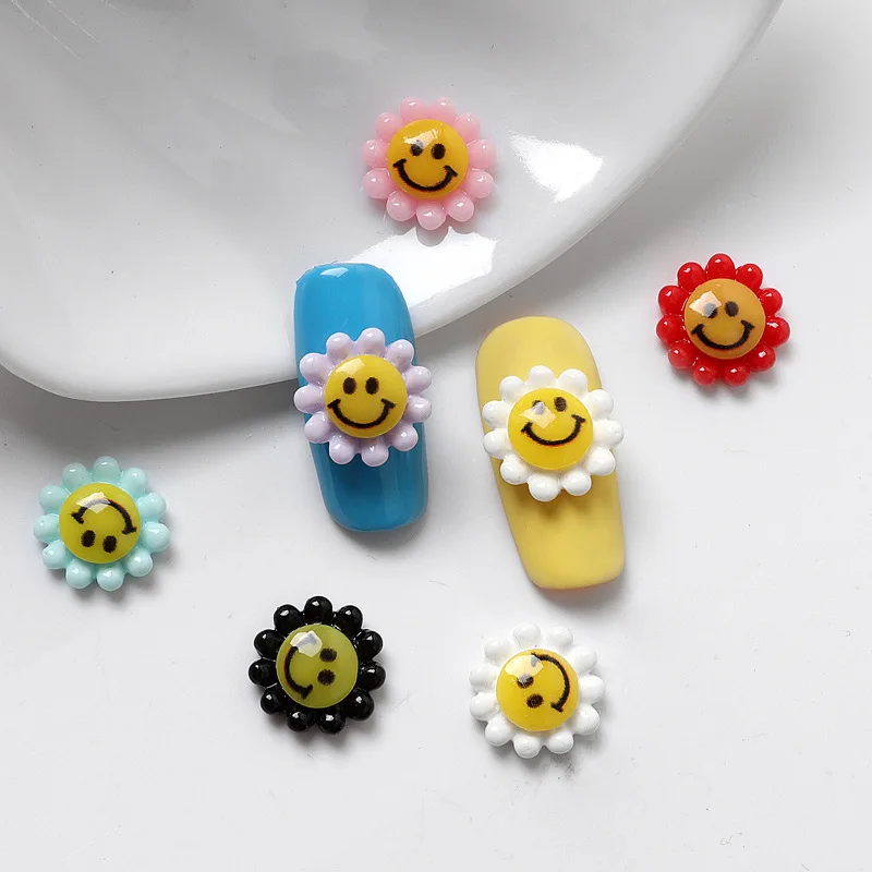 

20Pcs Nail Cartoon Flower Design Charms 11mm Multi-Colors Resin Gem Stones For Nail Art Decoration Large Rhinestones For Nail