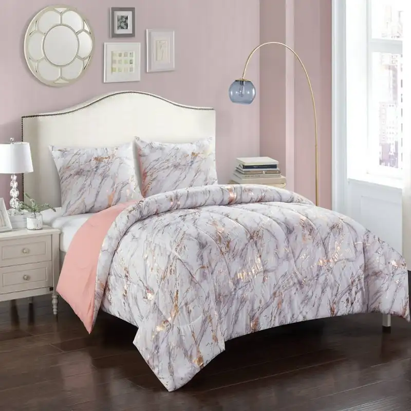 

Мраморное одеяло, Комплект постельного белья, двуспальный/двуспальный XL, розовое золото
