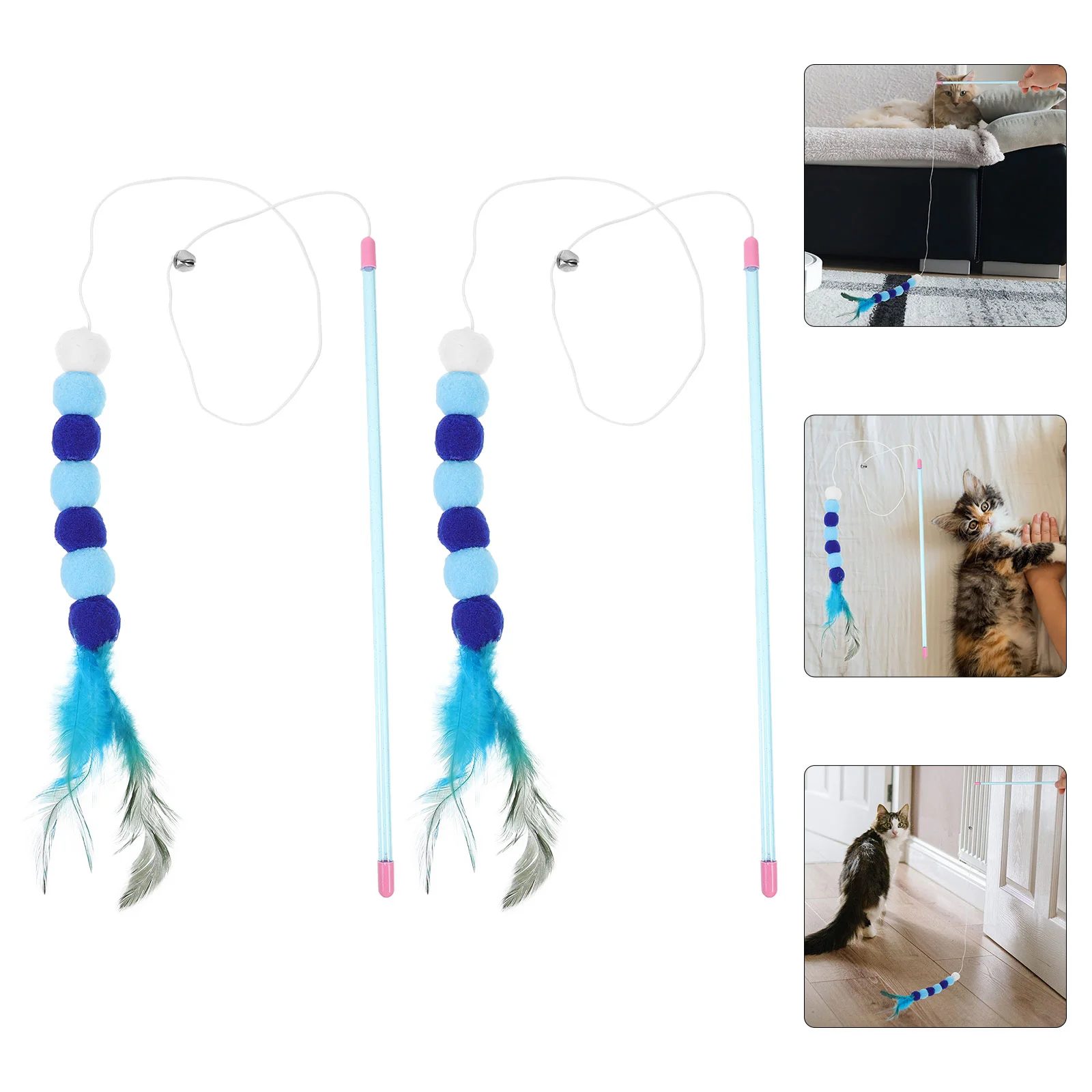 

4 Pcs Cat Funny Stick Toy Interactive Teaser Pet Wand Toys Indoor Cats Plush
