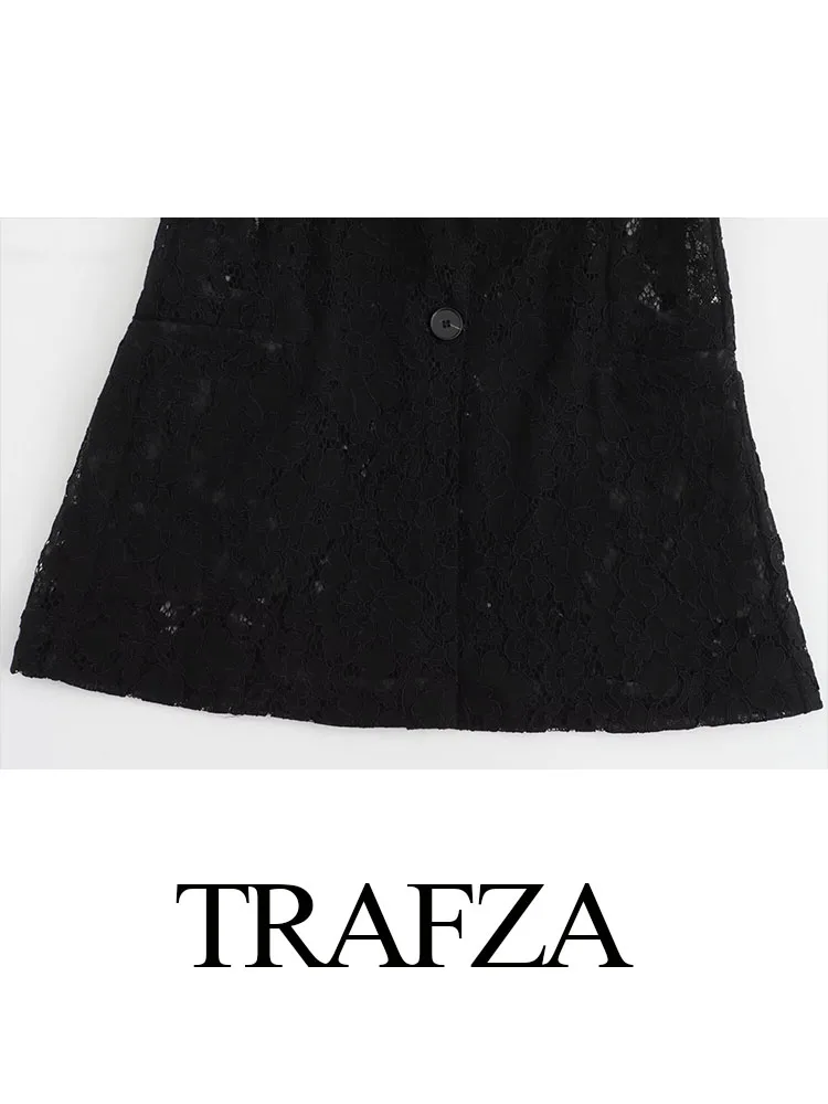Женский кружевной пиджак TRAFZA элегантный однотонный приталенный с одним