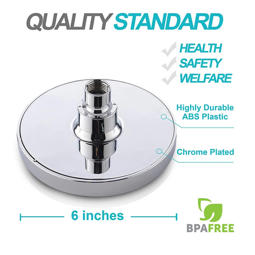 

6inch Round Adjustable High Pressure Rain Shower Head Chrome Replacement Water Saving Bathroom Hardware