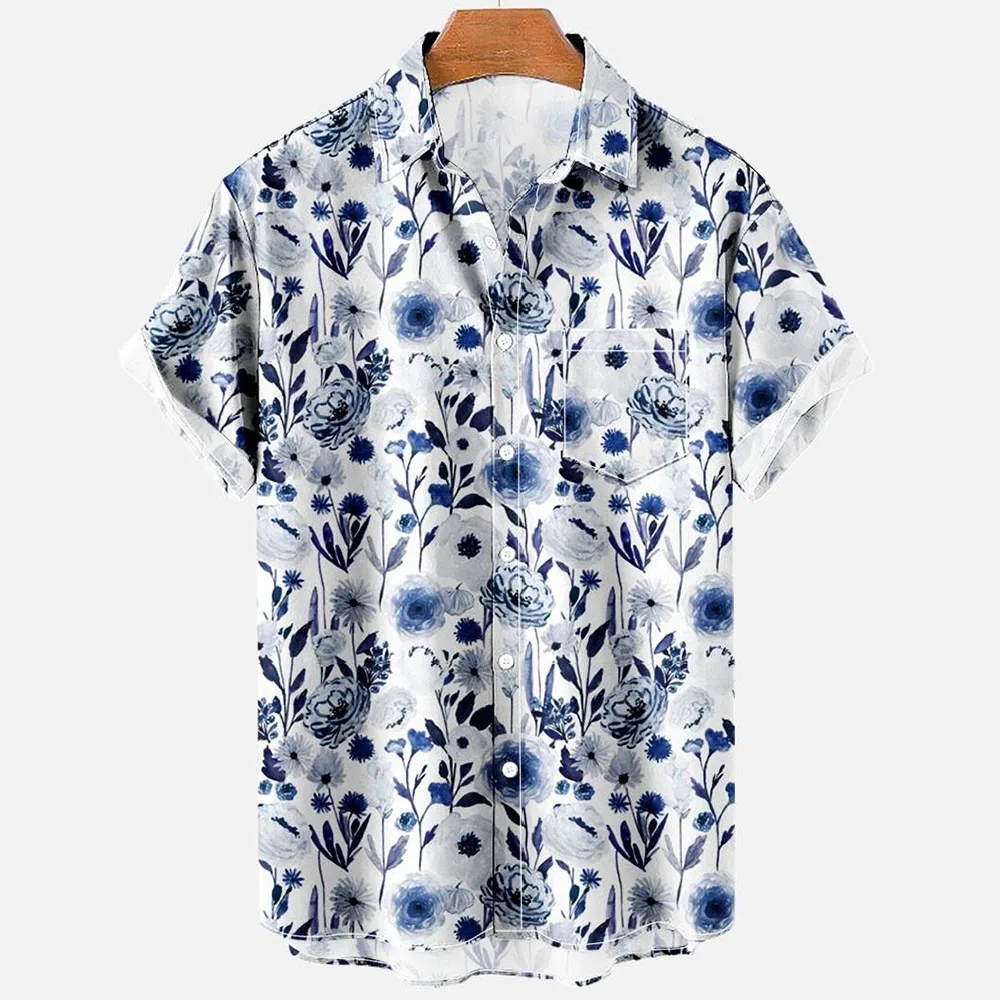 2023 Flower 3d Digital Men's Retro Shirts Fashion Loose Short Sleeves Summer Men's Hawaiian Shirts Male Clothing Casual Shirts