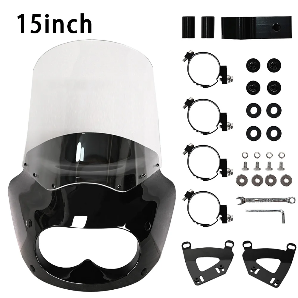 11 13 15 дюймов дымчатое лобовое стекло ПК и обтекатель в клубном стиле с кронштейном для Harley Davidson Dyna Fat Bob FXDF 2008-2017