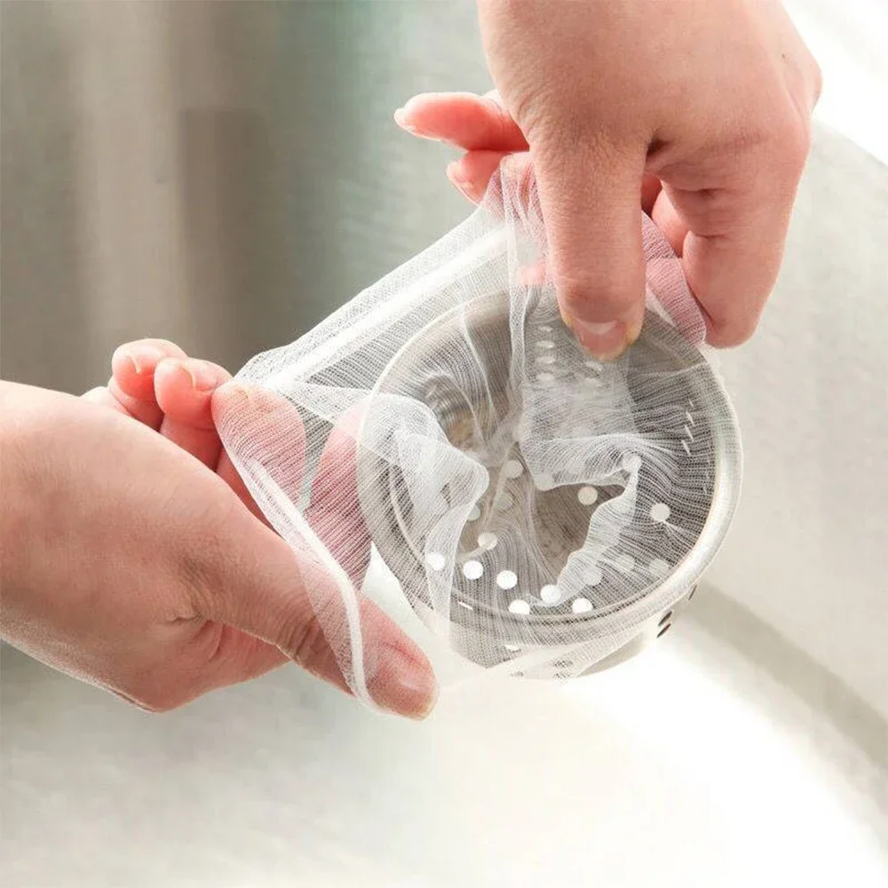 Одноразовые сетчатые мешки для фильтрации раковины 100 шт. слива в канализацию
