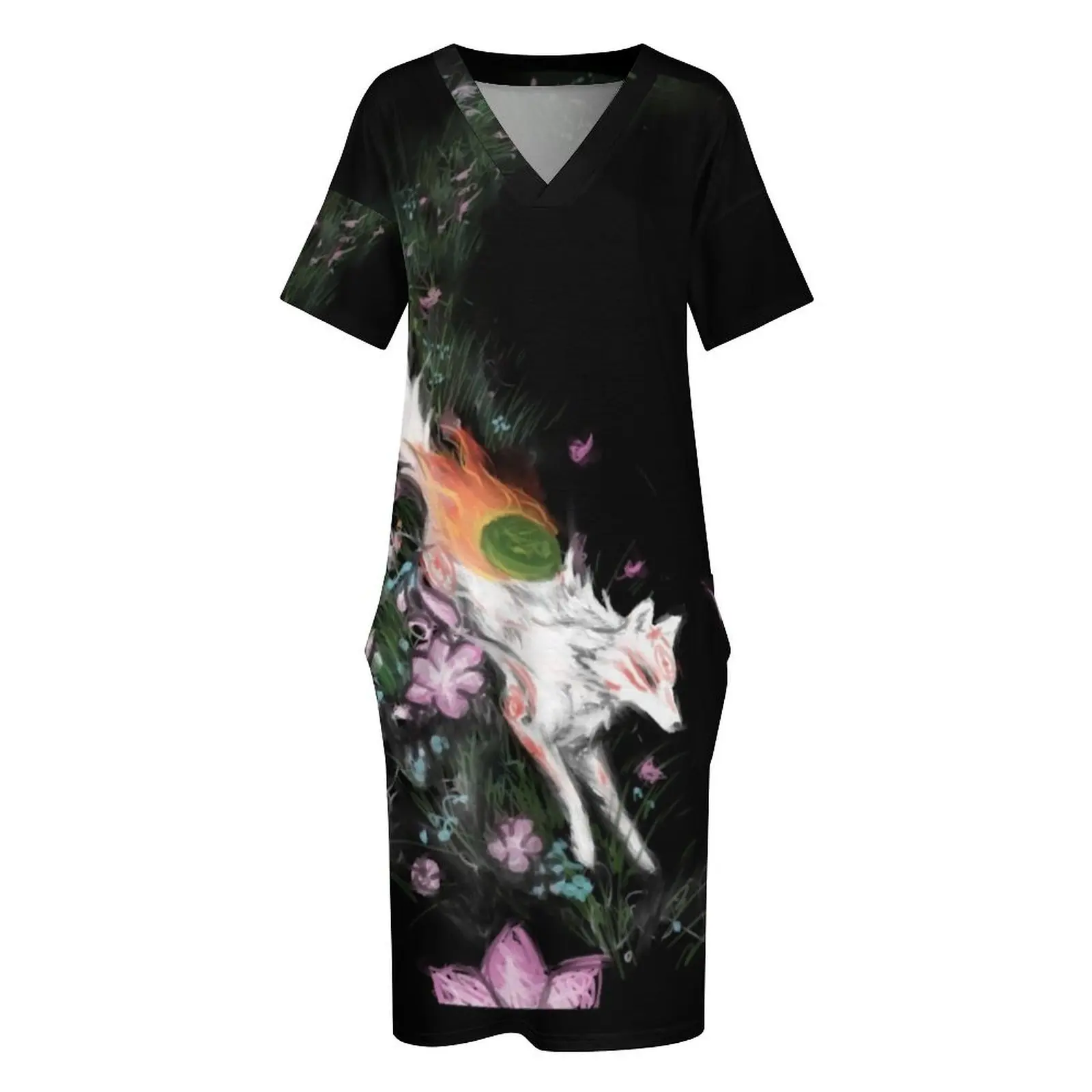 Okami Свободное платье с карманами праздничный наряд женский коктейль женские