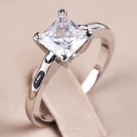classic white cz stone rings for women fashion 4 claw plated finger elegant wedding engagement gift