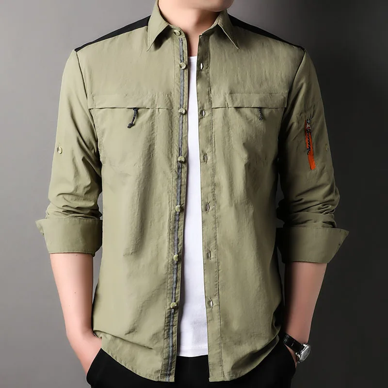 

Men Casual Quick Dry Shirts Summer Sports Outdoor Cycling Clothing Men Breathable Anti UV Fishing Shirts Climbing Tactical Top