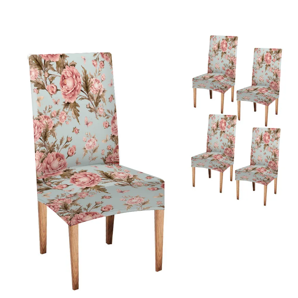 

Musesh Beautiful Roses Dining Chair Slipcovers All Season Romantic Set of 4 Stretch Removable Washable for Dining Room Kitchen