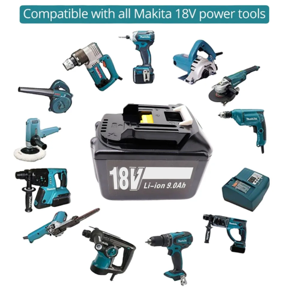 

NEW Upgrade For Makita Tools with the BL1860 18V 9.0Ah Lithium Battery 18650 rechargeable battery （Optional charger）