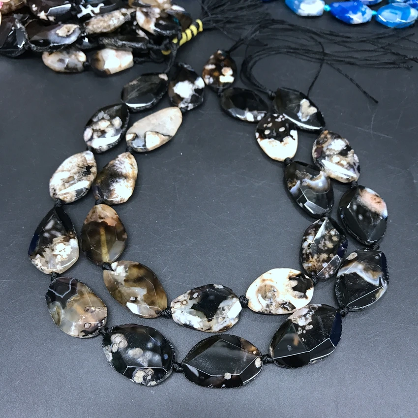 Ожерелье из амазонита сделай сам граненые Квадратные бусины Сакура и агата нитки