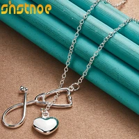 925 sterling silver stethoscope heart pendant necklace 18 inch chain for women man engagement wedding fashion charm jewelry