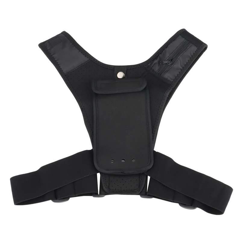 

The Training And Running Vest Chest Phone Holder - Black - Reflective Workout Gear - Breathable