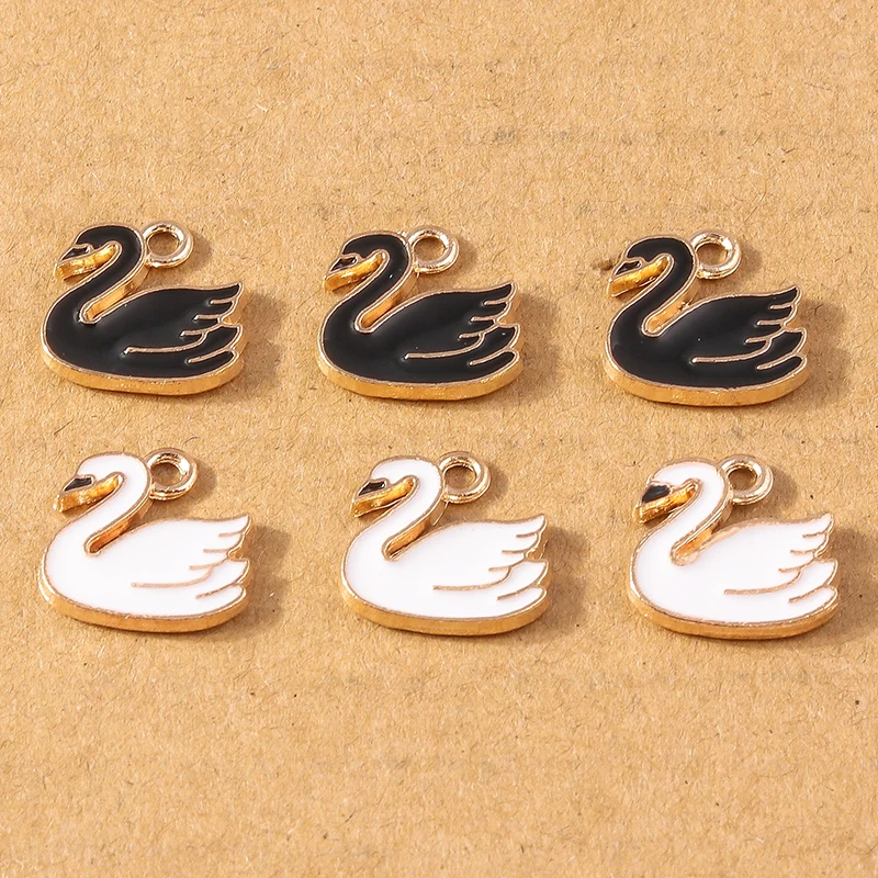 

10pcs 14x14mm Cute Animal Charms Enamel Swan Charms Pendants for Jewelry Making DIY Earrings Necklaces Bracelets Crafts Supplies