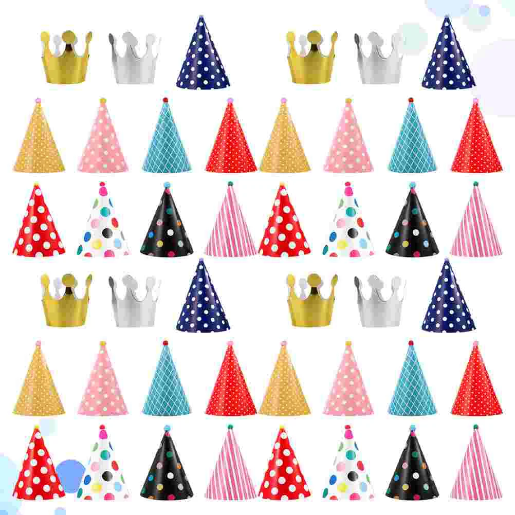 

44 Pcs Infant Headbands Birthday Party Favors Party Paper Cap Cone Hats First Birthday Party Paper Hats Kids Birthday Caps