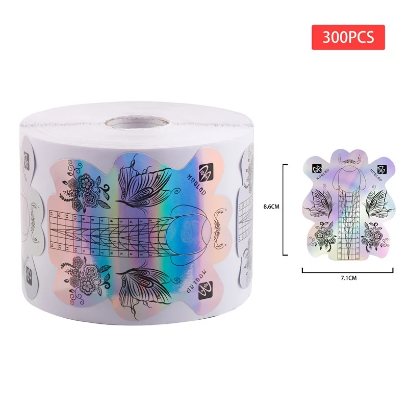 

300 шт., самоклеящиеся Типсы для наращивания ногтей, Радужный лазер