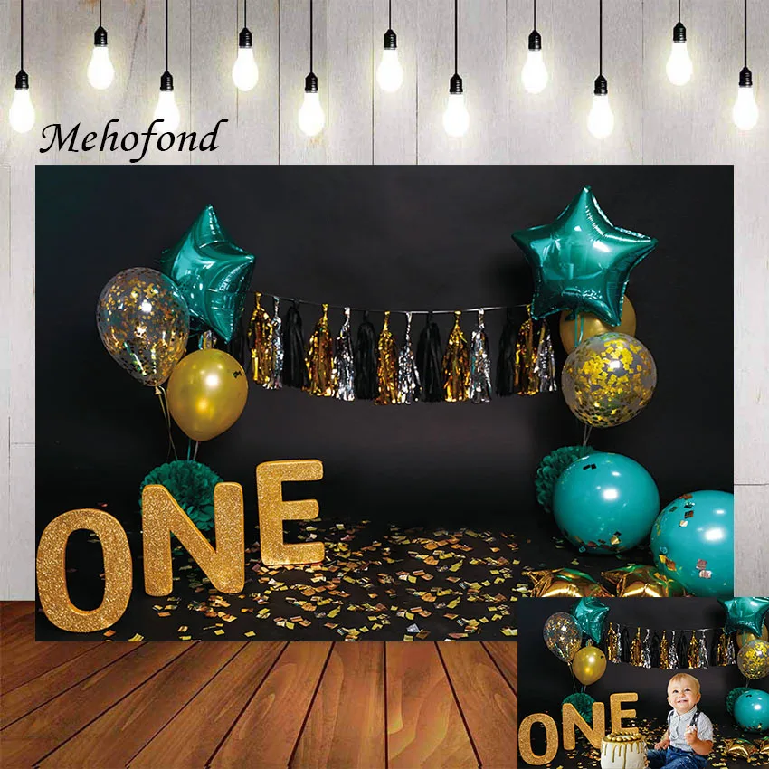 

Фон для фотосъемки Mehofond голубые воздушные шары для мальчиков на 1-й день рождения торт разбитые украшения баннер фон реквизит для фотостуди...